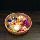 Handmade Autumn Rattan Weaving Round Storage Basket Fruit Dish Rattan Bread