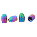 4pcs Rainbow Color Bullet Shaped Wheel Tyre Valve Stem Caps Dust Covers