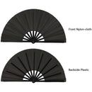 2 Pieces Large Folding Fan Nylon Cloth Handheld Folding Fan Chinese Kung Fu L3U6