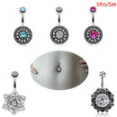 5Pcs/Set Crystal Navel Rings Belly Button Bar Ring Dangle Body Piercing Jew Kw