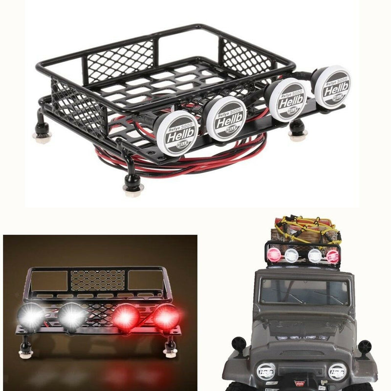 RC 1/10 Roof Luggage Rack LED Light Bar ( 2White 2Red ) for CC01 Axial SCX10