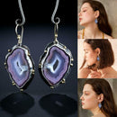 Purple crystal Dangle Large Drop Earrings Hook Moonstone Women Fashion Jewelry