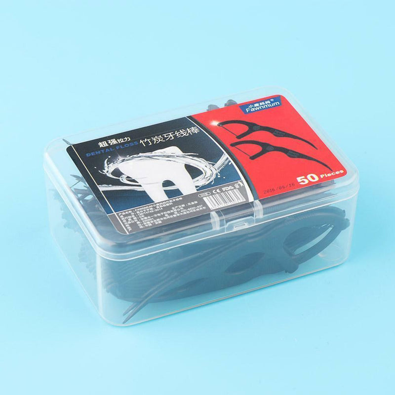 50 Pcs Bamboo Charcoal Dental Floss Teeth Sticks Tooth Picks Interdental Kits