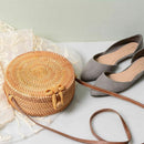 Bali Island Hand Woven Bag Round Butterfly buckle Rattan Straw Bags Satchel
