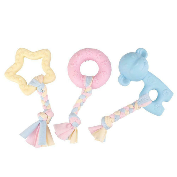 3pcs Natural Rubber Pentagram Circle Monkey Shape Pet Dog Interactive Toys #gib