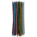 100 Chenille Craft Stems Tinsel Pipe Cleaners Christmas Asst Colours 30cm x