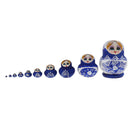 Set of 10 Pieces Hand Painted Blue Girls Russian Babushka Matryoshka Nesting