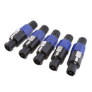 5 Pieces Professional 4-Pin Male Speaker Connector Jack Speaker Plug