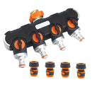 4 Way Garden Hose Splitter Adapter & 3/4" Connector Set for Outdoor Faucet