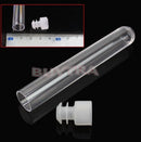 10pcs 12x75mm Clear Plastic Test Tubes with Clear White Caps Stoppers Gift 3C