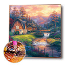 DIY Rhinestone Bead Round Diamond Painting 5D Mosaic (B2270 Stream Houses)