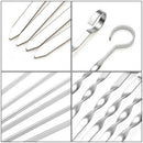 10Pcs Stainless Steel Flat Grilling Bbq Meat Skewers Sticks With Storage Po