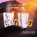 Creative novelty guitar handle ceramic cup free spectrum coffee milk tea cu D2W3