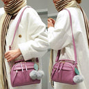 Women Messenger Handbag Shoulder Bag PU Leather Sling Bag/Light Purple
