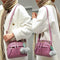 Women Messenger Handbag Shoulder Bag PU Leather Sling Bag/Light Purple