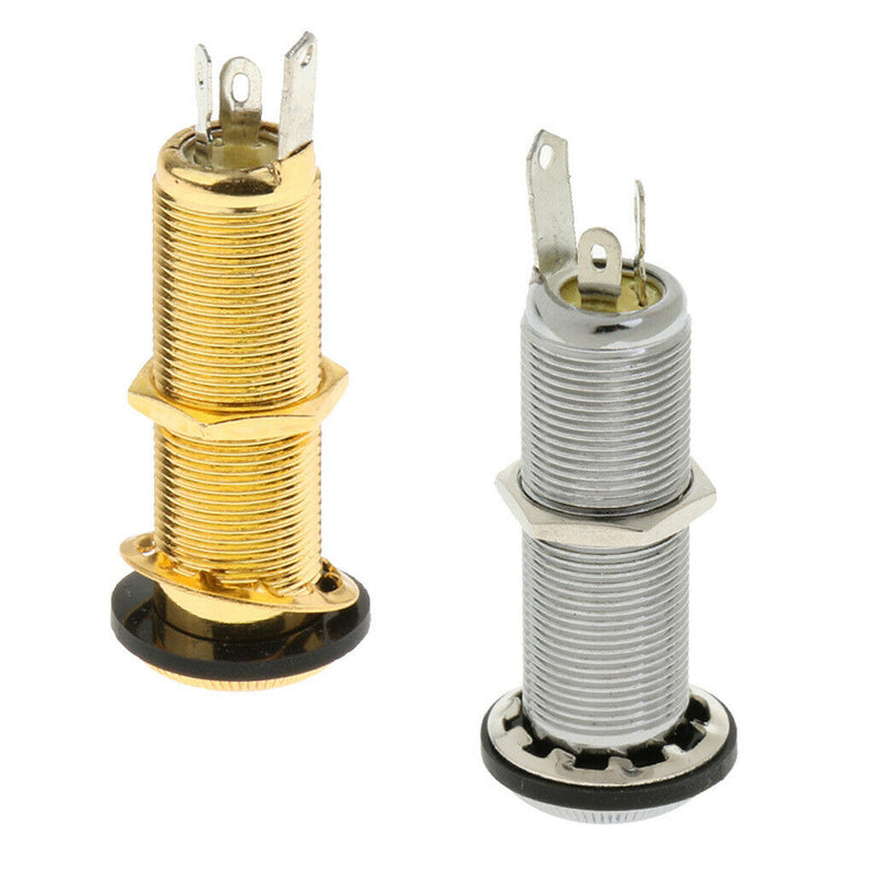 Guitar Bass Pickup Threaded Cylinder 6.35mm Jack Output Socket Chrome