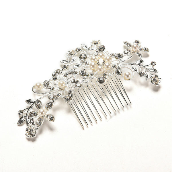 Crystal Rhinestone Wedding Flower Pearls Hair Clip Hair Comb For Women Bride  Dz