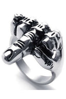 Jewelry biker men's ring, stainless steel, retro middle finger, black + sil A2C8
