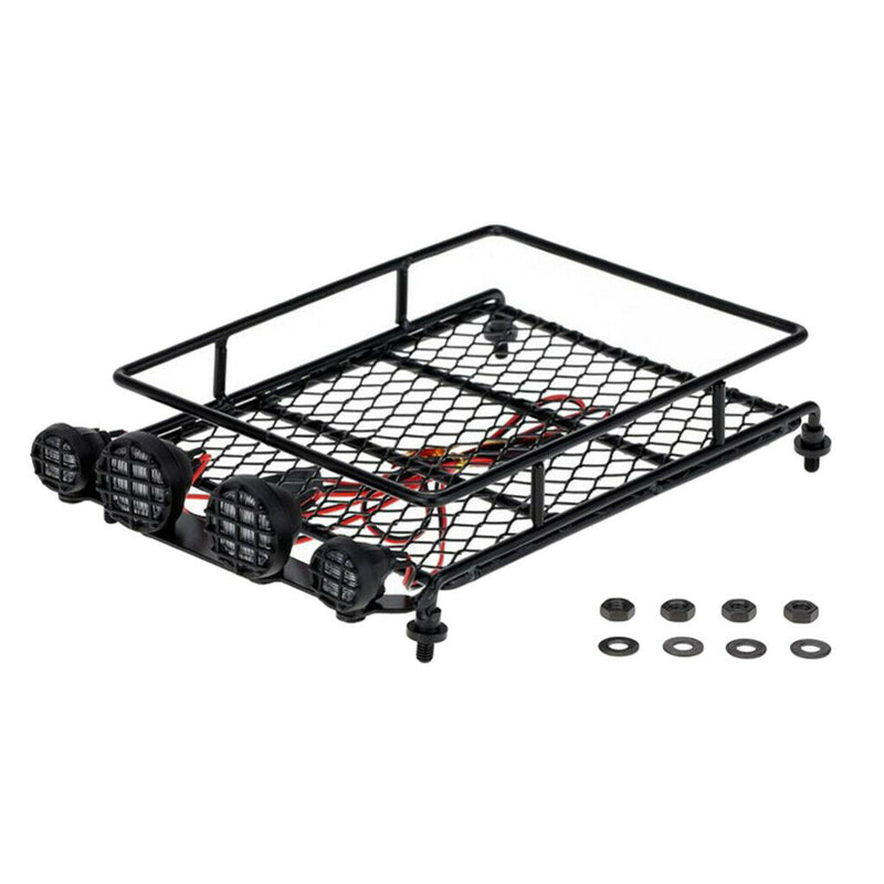 RC Luggage Roof Rack w/ 4 White LED Light Bars for 1/10th Traxxas Redcat HSP