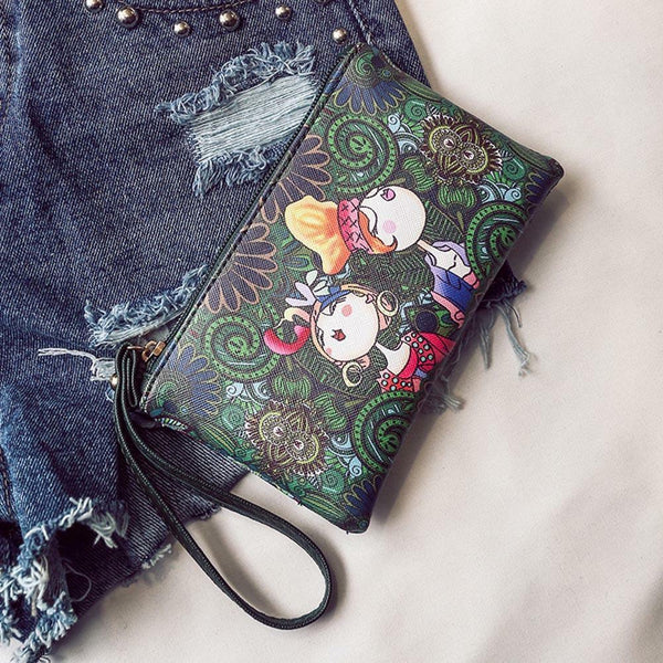 Fashion Women Ethnic Style Leather Bag Long Clutch Wallet Purse Handbag Wristlet