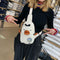 Cartoon Chicken Canvas Chest Bags Women Crossbody Shoulder Bags (White)