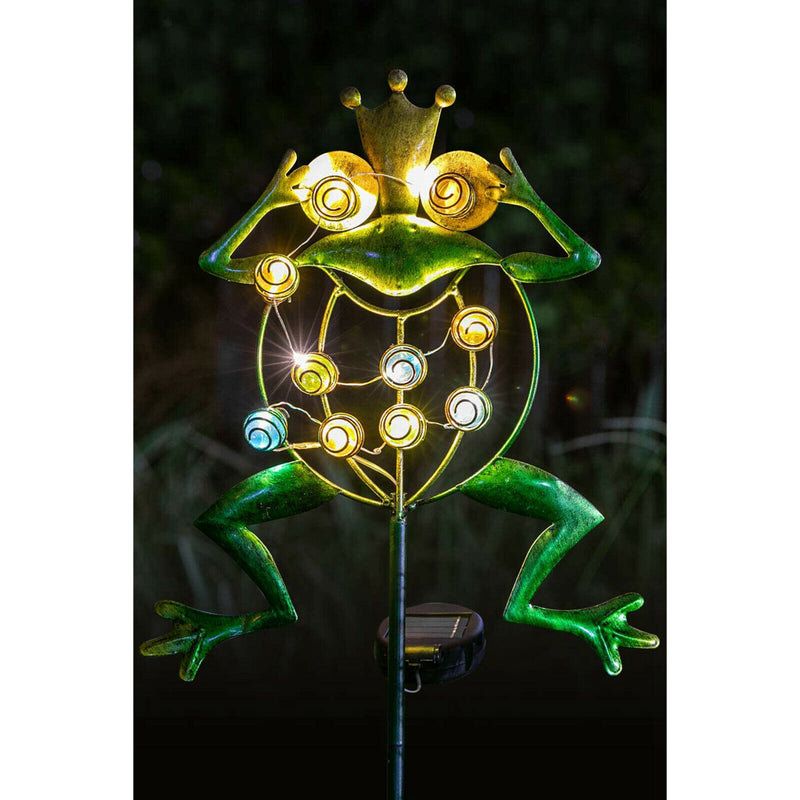 Solar Path Lights Outdoor Decorative Metal Frog Stake with 10 LEDs Globes for