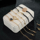 5pcs/set Boho Bracelet Women Hollow Flower Bead Chain Moon Alloy Jewelry A