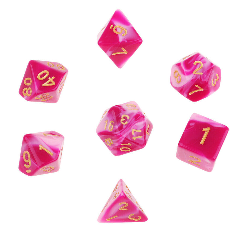 7pcs Acrylic Polyhedral Dice Set RPG Dice Set D4 D6 D8 D10 D12 D20 for DND B