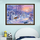 Deer in Snow DIY Full Drill Round Diamond Painting Embroidery Home Decor
