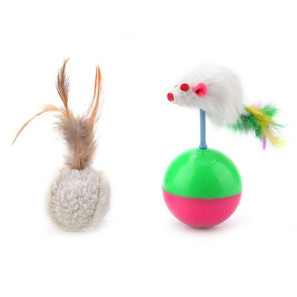 1X(17 Cat Toys Kitten Toys Assortments,2 Way Tunnel,Cat Feather Teaser - Wa