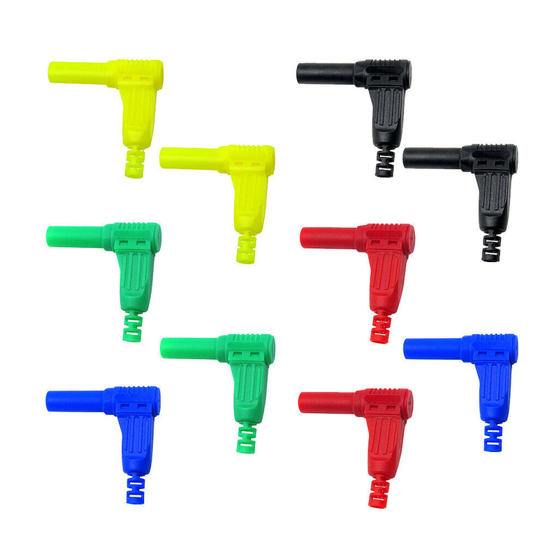 10PCS 4mm 90 degree Right Angle Connectors Banana Plug Adapters 32A 1000V (Red,
