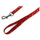 Bone Paws Print Small Dog Pet Leash Lead & Harness Tool - Red