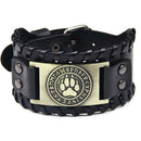 Punk Men Weave Bangle Wide Leather Adjustable Wolf Claw Bracelet (Bronze)