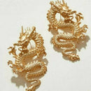 Elegant Women Exaggerated Dragon Carved Stud Earrings Drop Dangle Jewelry Gifts