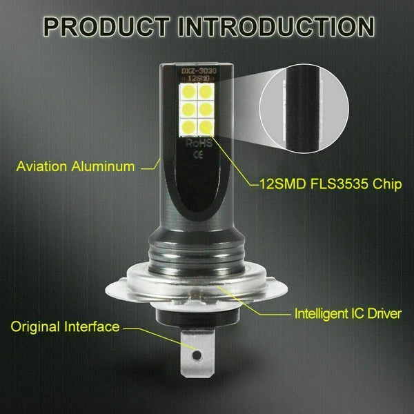 2* H1 200W 12000LM LED Car Fog Headlight Conversion Globes Bulbs Beam LD2004