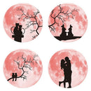 30Cm Wall Stickers Pink Couple Colorful Luminous Lunar Moon Earth Wall Stic