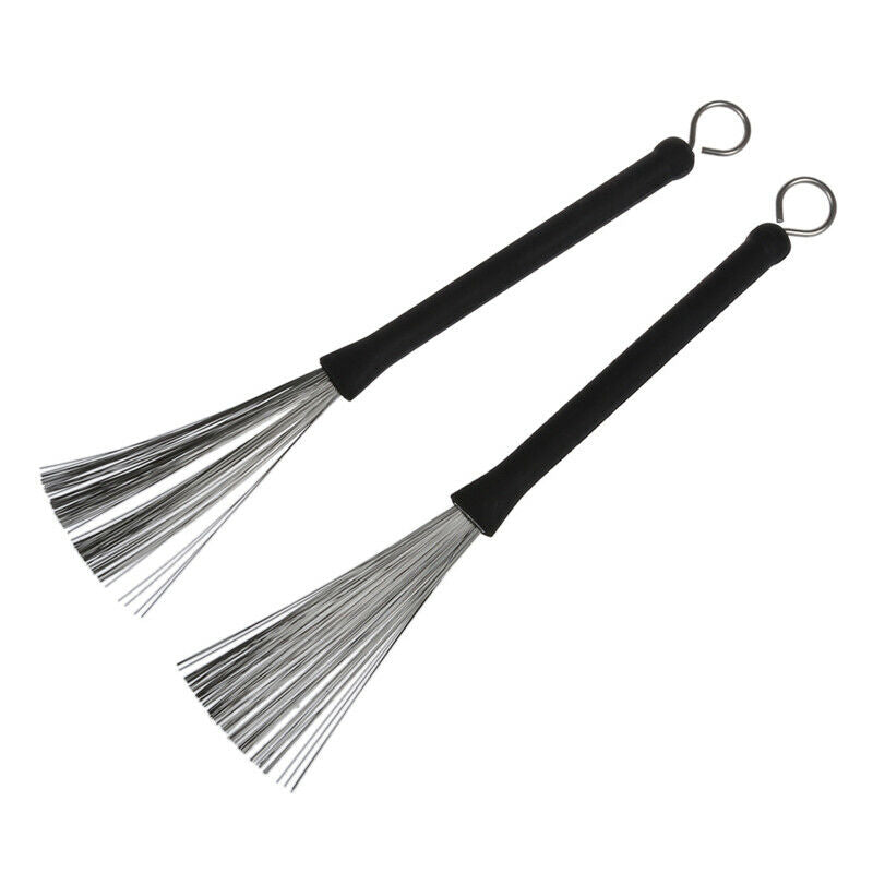 2 x Retractable Loop End Drum Brush Drumsticks Rock Jazz