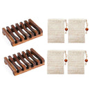 2Pcs Natural Handmade Wooden Soap Dish Soap Holder Soap Case For Bathroom Shower