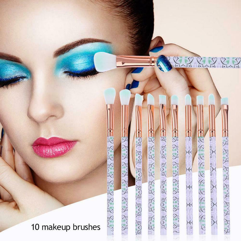 10pcs Makeup Brushes Eye Shadow Foundation Powder Brush Beauty Tool (Green