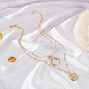 Retro Women Necklace Metal Chain Multi-layer Moon Pendant Choker Jewelry