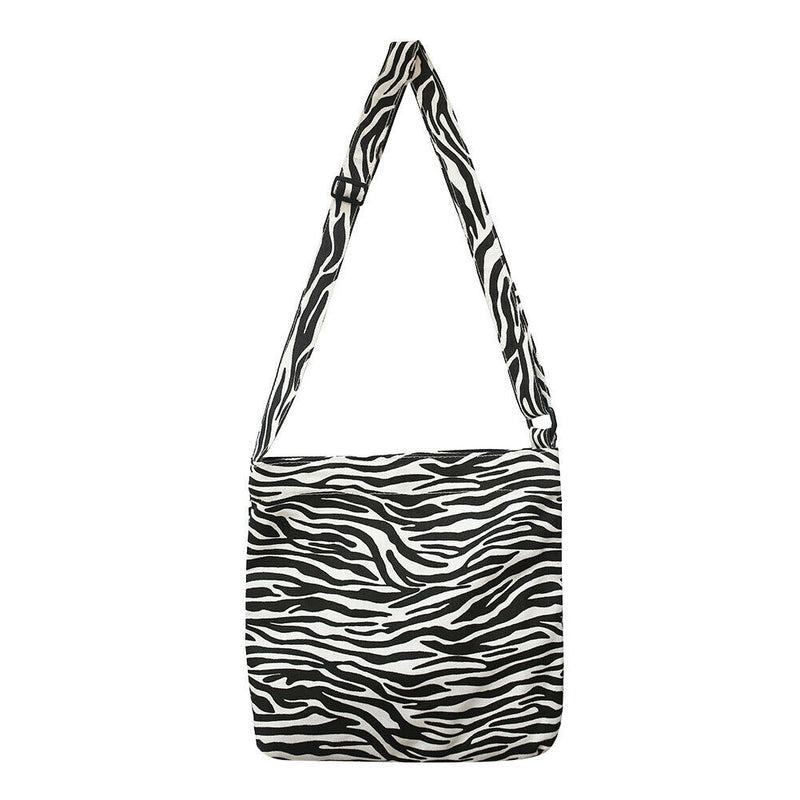 Casual Canvas Shoulder Bag Women Animal Pattern Crossbody Handbag (1 Zebra)
