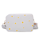 Small Fresh Leather Shoulder Bags Women Girls Floral Messenger Bags (White) A