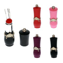 Lipstick Shaped Needles Pin Cushion with 5x Sewing Needles Portable Black