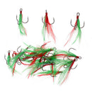 20pcs Feather Fishing Hooks Treble Barbed Squid Fly Tying Lures Baits SZ005