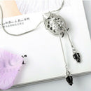 Women Flower Long Adjustable Chain Pendant Sweater Necklace(Tulip blue crys S5F5