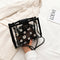 2pcs/Set Women Clear PVC Shoulder Bag PU Daisy Clutch Handbags (Black)