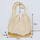 Bright Paper Ropes Hollow Woven Bag Straw Bag Female Reticulate Handbag Net M2I8
