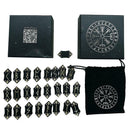 25Pcs Black Tumbled Engraved Lettering Rune Stones Healing Wicca Chakra Set
