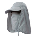 Outdoor Fishing Hat with Face Neck Flap Cover Baseball Sun Hat Gray