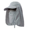 Outdoor Fishing Hat with Face Neck Flap Cover Baseball Sun Hat Gray